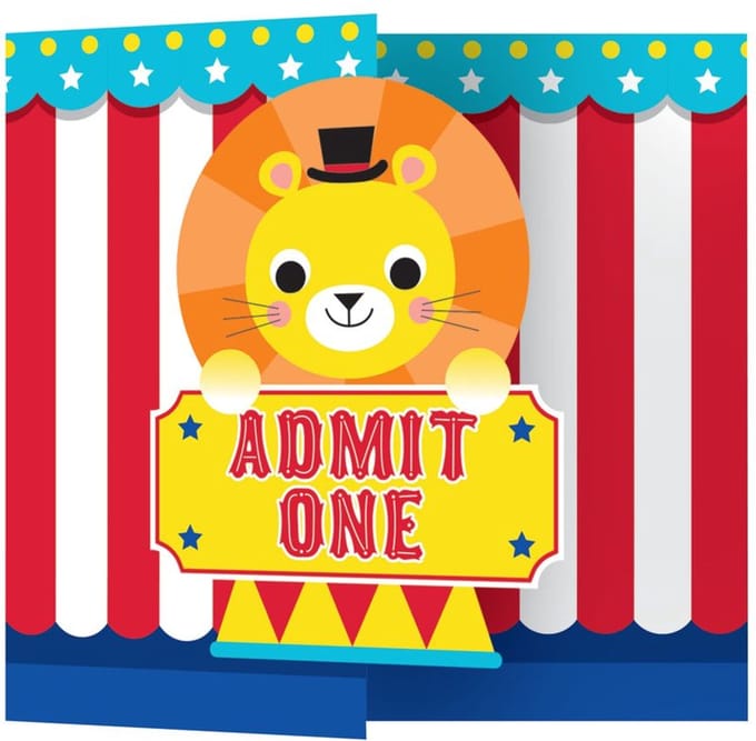 8 uitnodigingskaarten voor een circusfeest