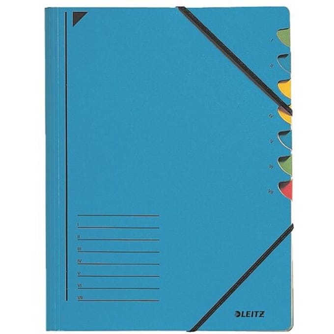 Sorteermap Leitz 7 tabbladen karton blauw