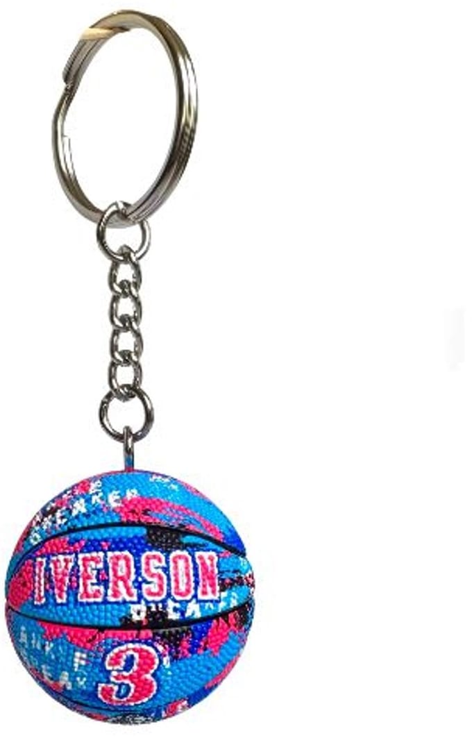 Sleutelhanger Basketbal – Blauw/Roze – Iverson – Mini – HangerAdept – Tashanger & Sleutelhanger