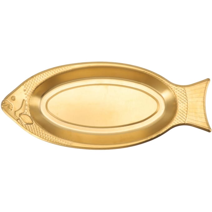 Plat de service en forme de poisson en acier inoxydable extrêmement épais pour anniversaire L beige