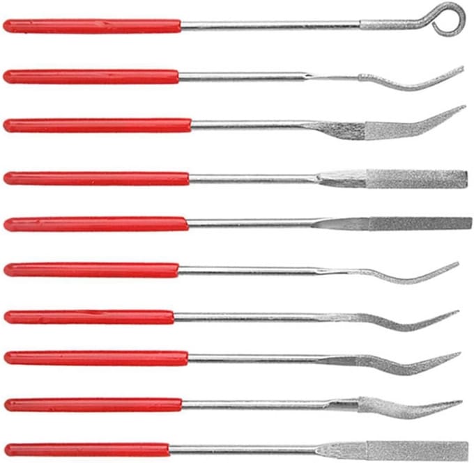 Vijlset 10-delig - Metaalvijlen set - Metaal Bewerken - Antisliphandgreep - 14 cm lengte - Grijs