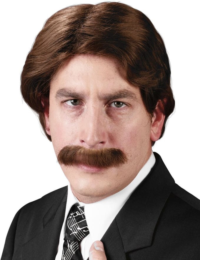 Jaren 70 Nieuwslezer Pruik Met Baard