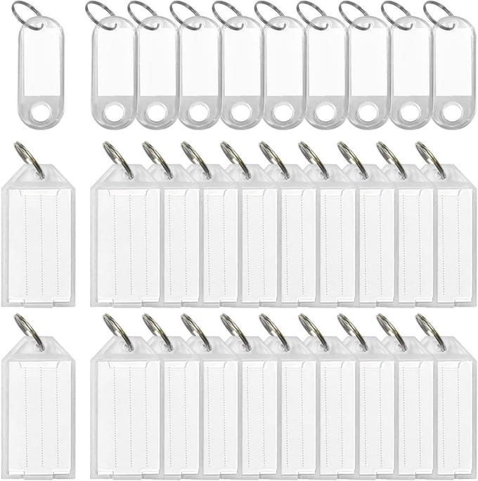 Label Sleutelhangers - Naamplaatjes Labels - Items Markeren - Transparant Ontwerp - 30 stuks - Transparant