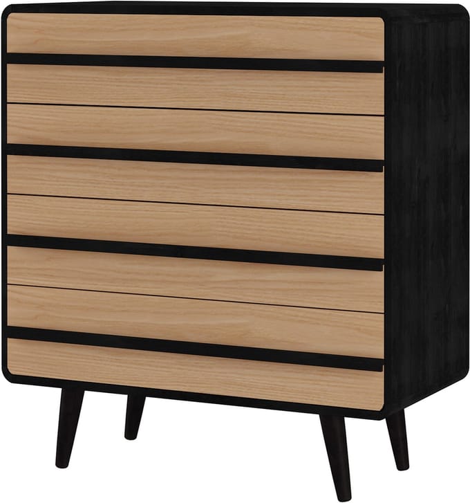 Chantal-Commode - 4-Laden - Zwart Eikenlook