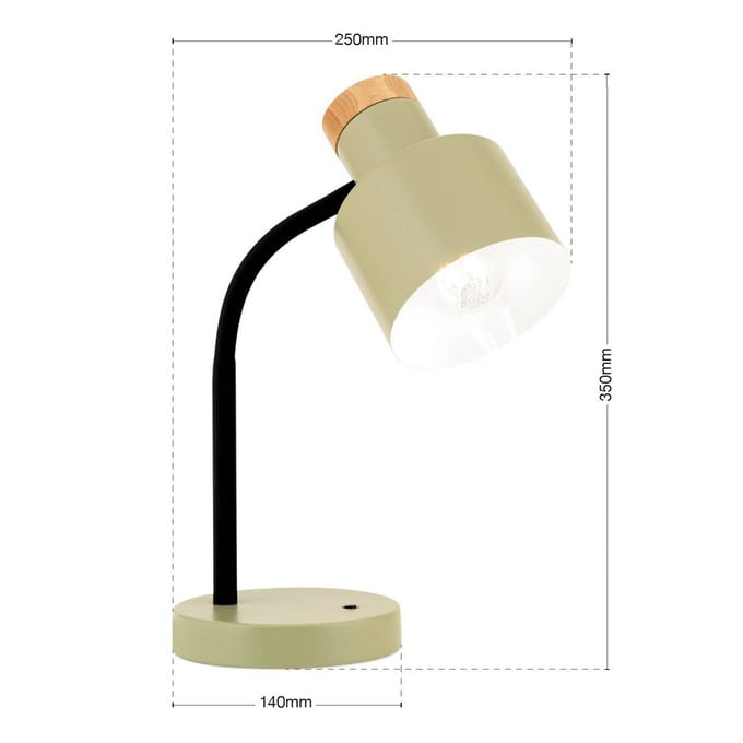 ORION Tafellamp Gili, lichtgroen, staal, hoogte 35 cm, E27