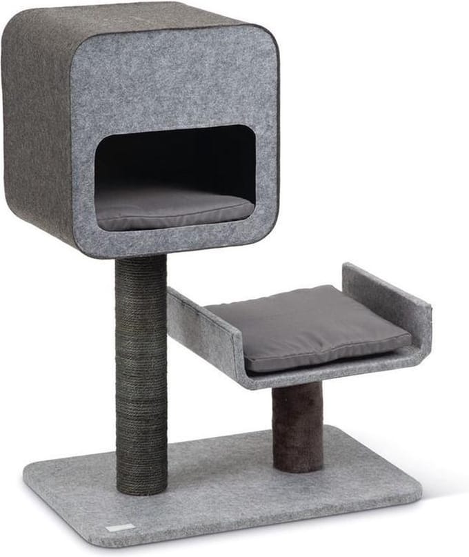 Scratching tree  tinka felt, grey, 60 x 40 x 82 cm