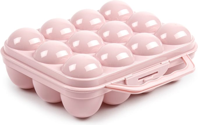 Plasticforte Eierdoos - koelkast organizer eierhouder - 12 eieren - roze - kunststof - 20 x 18,5 cm