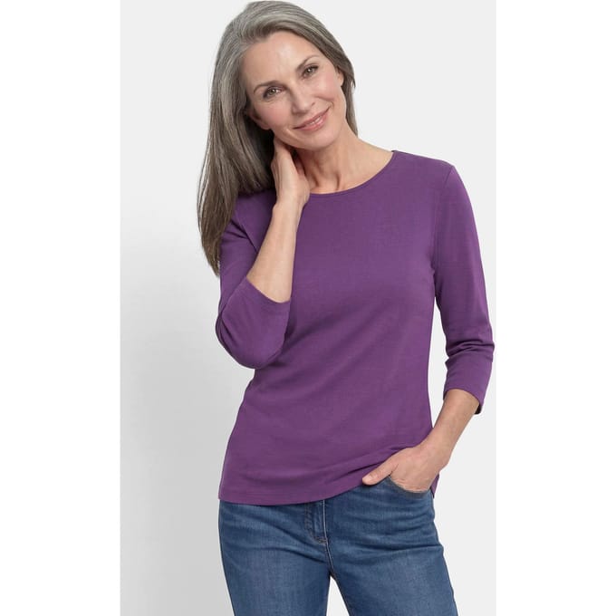 Basic shirt van interlock-jersey - paars - Gr. 19 van Goldner Fashion