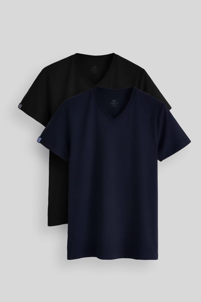 Heren Katoen Elastaan V-Hals T-Shirt