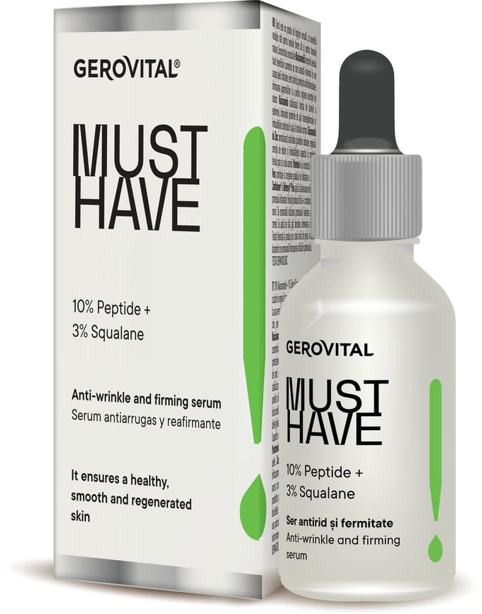 Gerovital MUST HAVE - Anti-Rimpel en Stevigheid Serum - 10% Peptiden en 3% Squalaan - 30ml - Collageen en Elastine