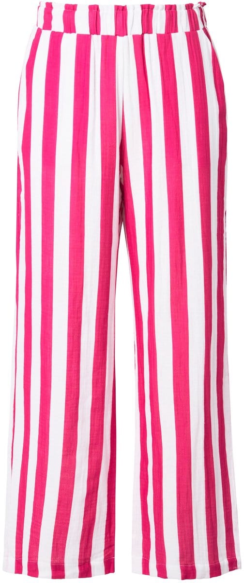 Studio Untold - Dames - Mousseline broek wijde pijpen strepen - Roze - Maat 44