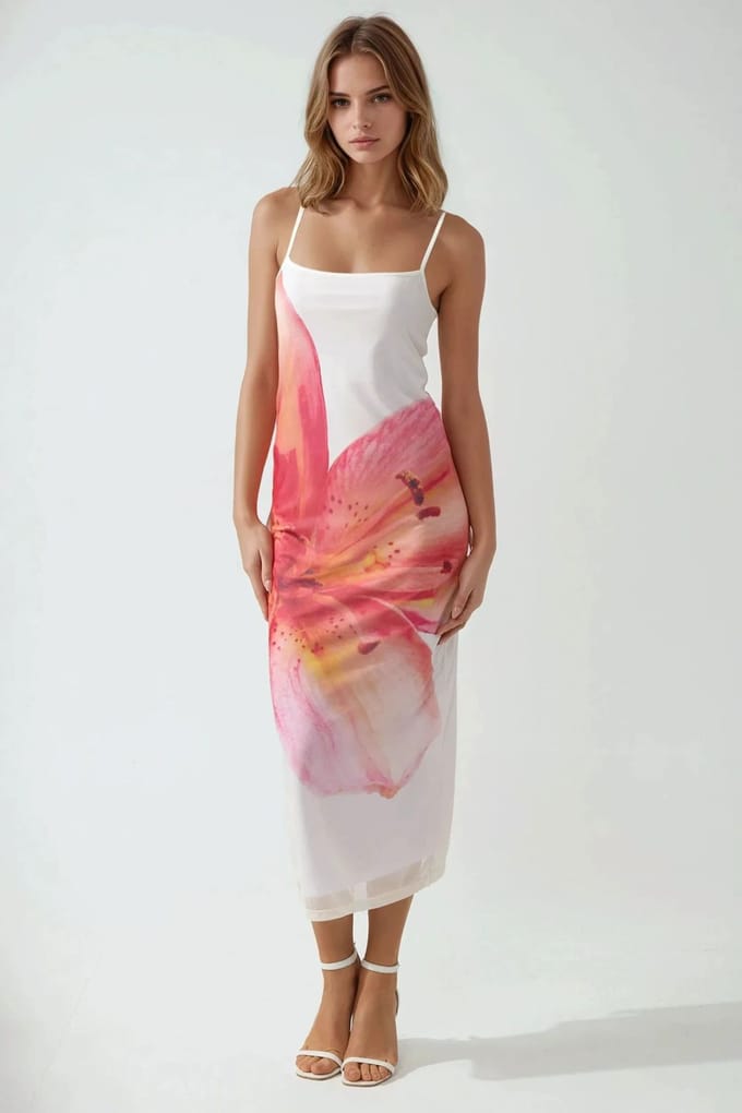 Vierkante Kraag Bodycon Jurk met Bloemenprint