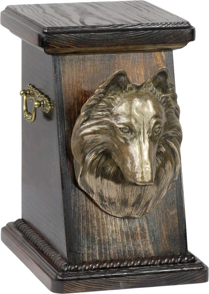 Elegante urn voor hondenas met beeld van Belgische Herdershond