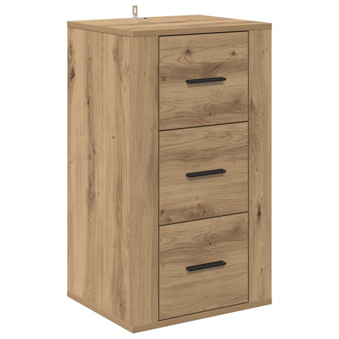 vidaXL - Dressoir - Artisan - Eiken - 40 - x - 33 - x - 70 - cm - Bewerkt - hout