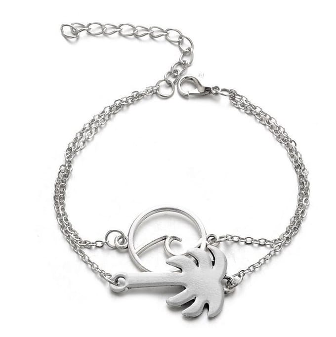 Set Armbanden - Palmboom Golf Zilverkleurig - 2 delig