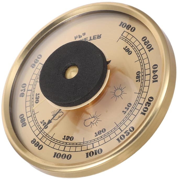 Analoog Weerstation - Barometer Thermometer - Klimaat Bewaken - Drie-in-één Weergave - 9 cm Diameter - Goud