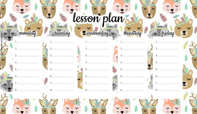 Tapdruk Wallvy Serie - Magnetisch Lesplan - Indiaanse Dieren - 45x26cm