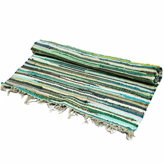 Ancient Wisdom - Vloerkleed - Groot lappen vloerkleed 150x90cm - multicolor - katoen - tapijt - vloerbedekking - woonaccessoire - decoratie