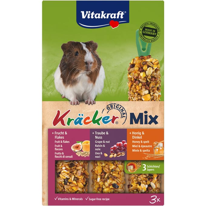 3x3 Combi (Honing, Vruchten, Noten) Vitakraft Cavia Biscuits Trio-Mix