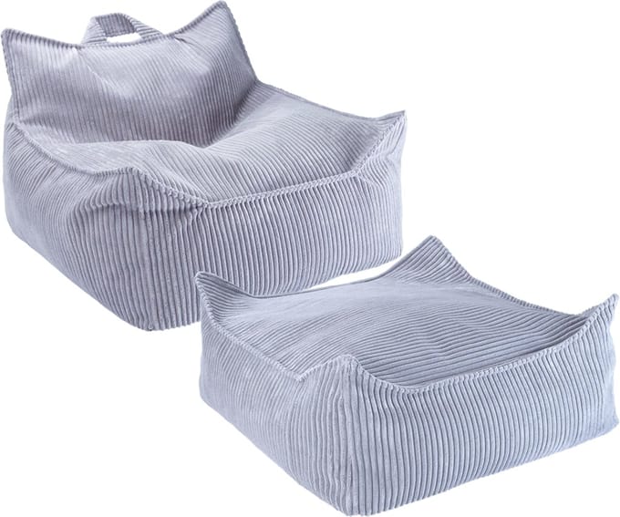 Wigiwama Beanbag Chair/Zitzak met Ottoman - Blueberry Blue