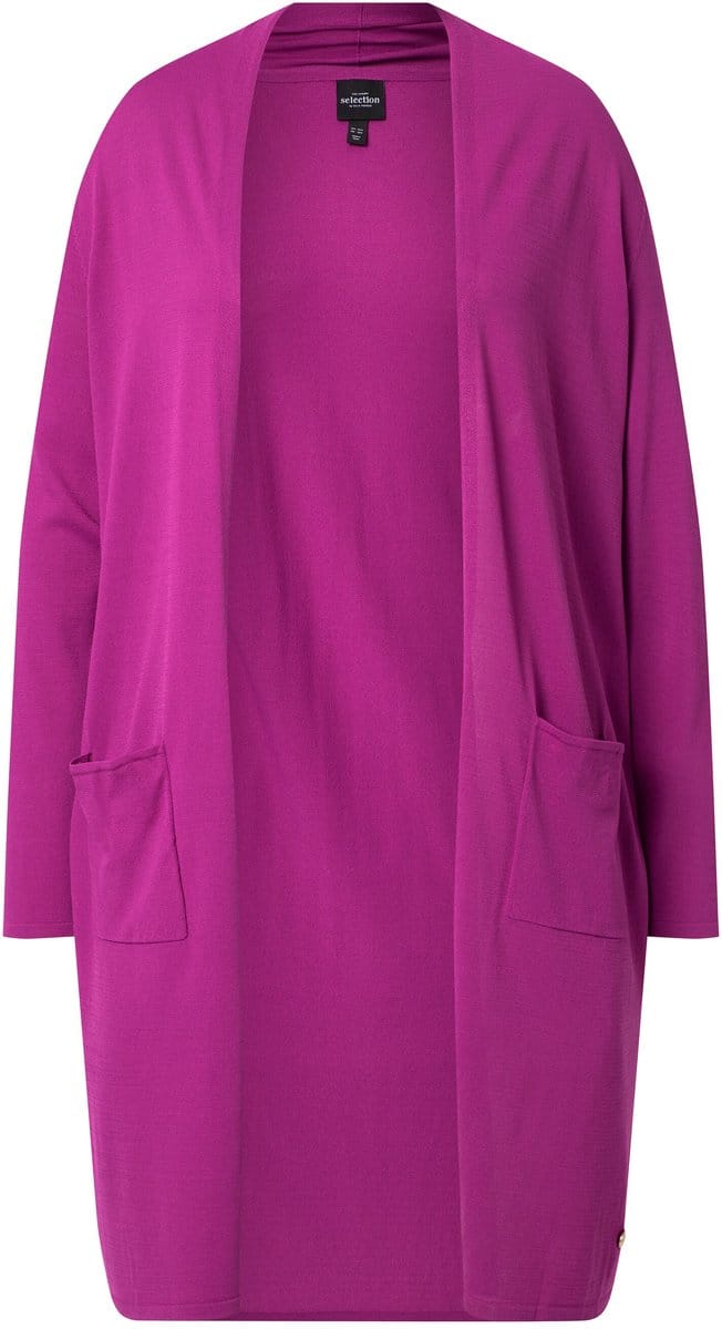 Ulla Popken - Dames - Lang vest opstaande kraag open model - Orchidee - Maat 50+