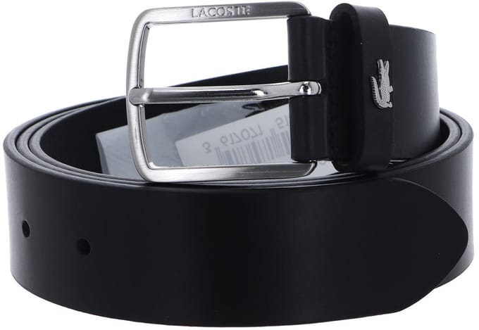 LACOSTE Leren riem Elegance Plain Leather Belt W100 Noir zwart