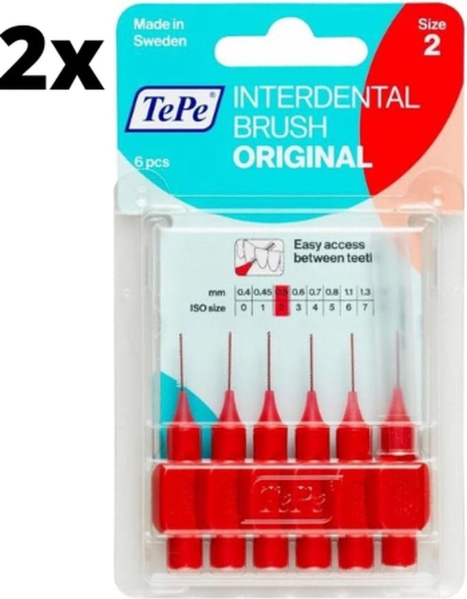 TePe Ragers Rood 0,5mm - 2 x 6 stuks - Voordeelverpakking