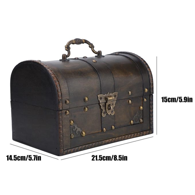 Handgemaakte Houten Vintage Sieradenhouder Opbergdoos Requisieten met Cijferslot gray
