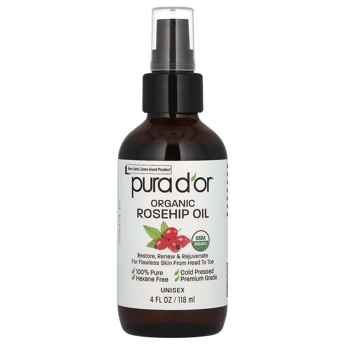 Pura D'Or, Organic Rosehip Oil, 118 Ml (4 Fl Oz) black