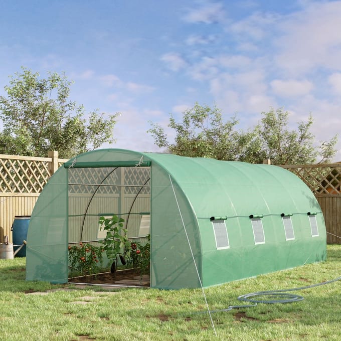 Tomatenkas Met Ramen - Kweekkas Voor Tuin - Groen - Stalen Frame