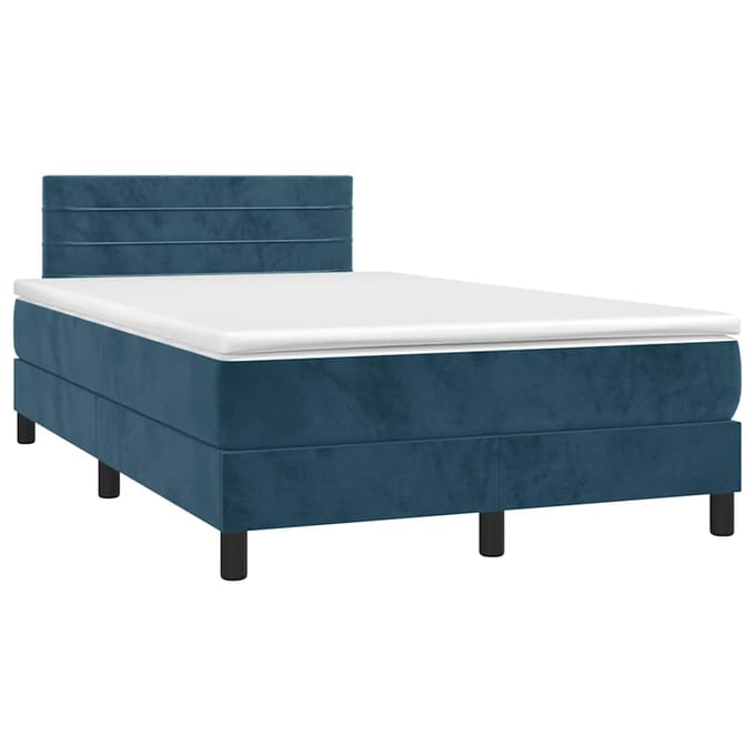 vidaXL - Boxspring - met - matras - en - LED - fluweel - donkerblauw - 120x200 - cm
