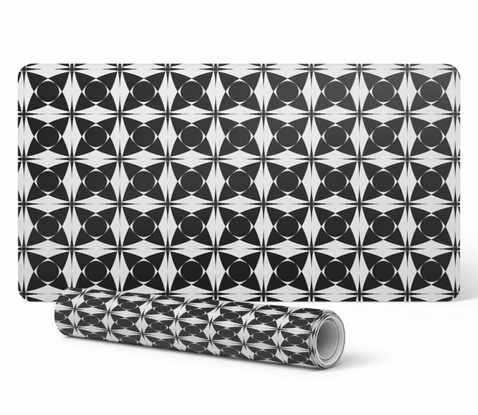 Decoratieve laptopmat met geometrisch retropatroon, 100x50 cm