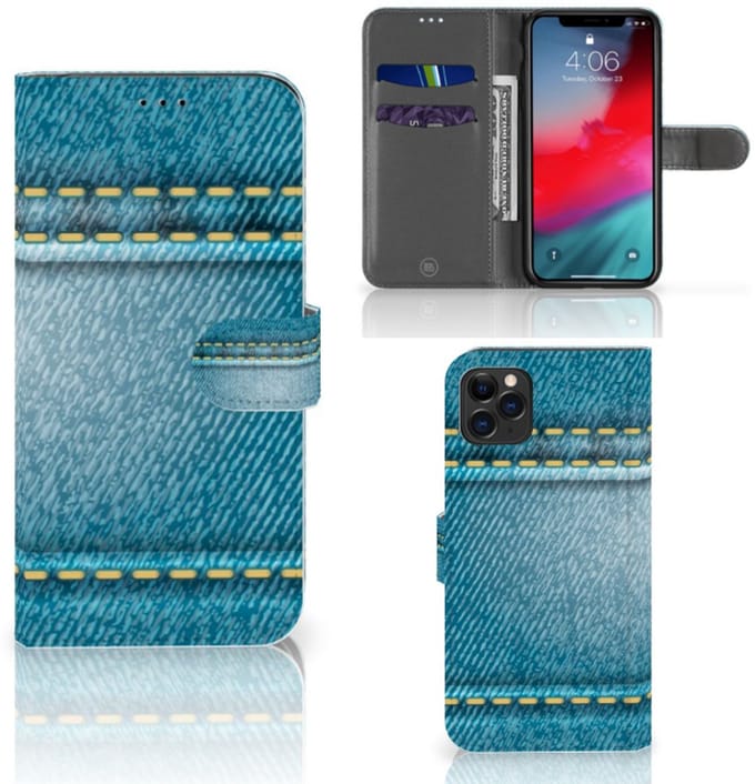 Apple iPhone 11 Pro Max Wallet Case met Pasjes Jeans