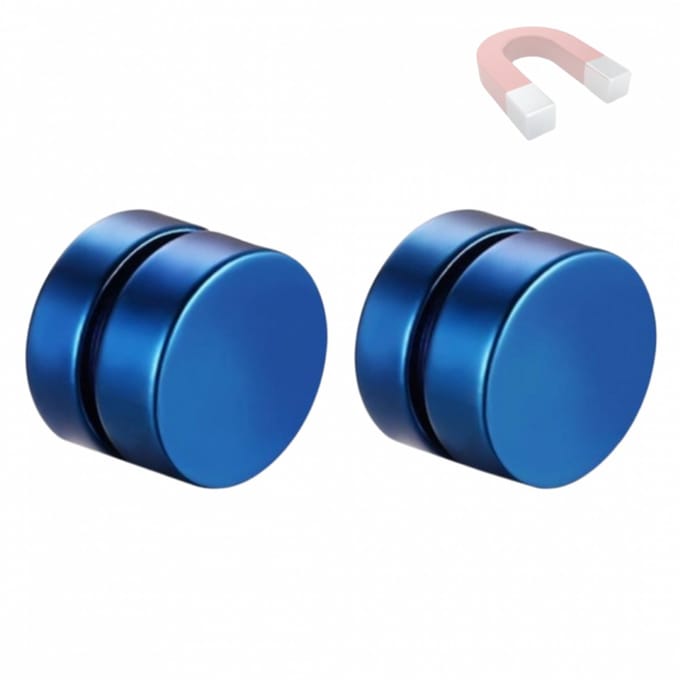 Magneet oorbellen Blauw 8 mm
