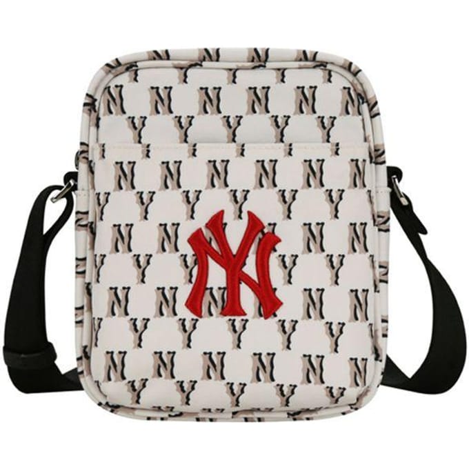 MLB Monogram Serie Ny Yankees Polyester Crossbody Mini Tas Unisex tassen Wit 32BGD2011-50B White gray