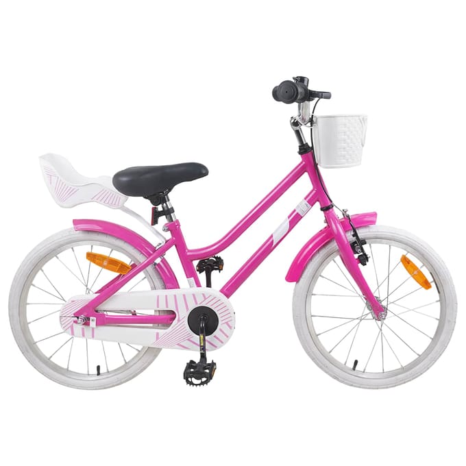 vidaXL - Kinderfiets - 18 - Inch - voor - 5-7 - jaar - oud - Donkerroze