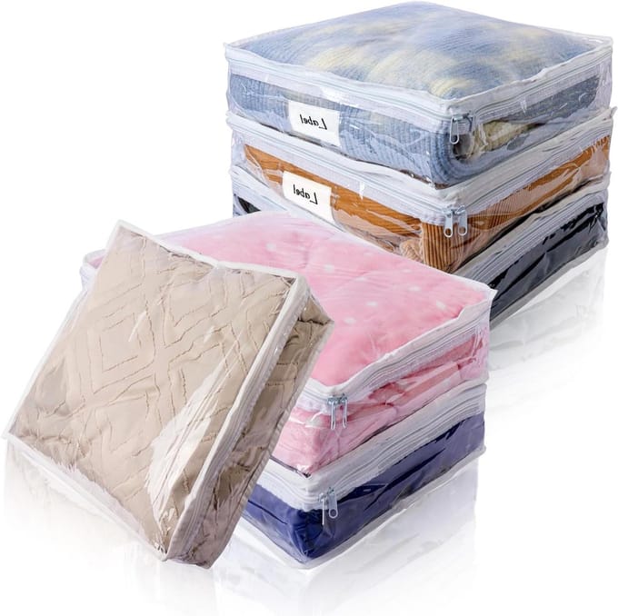 Opbergzakken met rits - Plastic organizers - Kleding opbergen - Transparant ontwerp - 6 stuks - Wit
