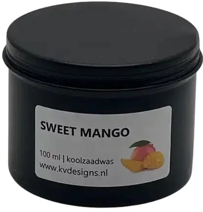 Geurkaars 100ml – Sweet Mango – Handgemaakt van Koolzaadwas – 40 branduren – KV DESIGNS