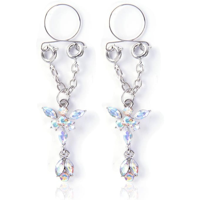 Modieuze Tepelring Verstelbare Piercing Lichaamssieraad Decoratie (AB-kleur) white