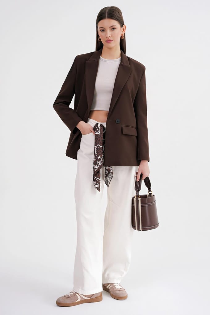 Langere Mouwen Geknoopte Blazer