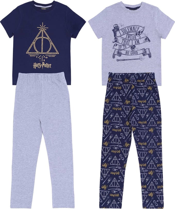 2 x marineblauwe en grijze HARRY POTTER pyjama