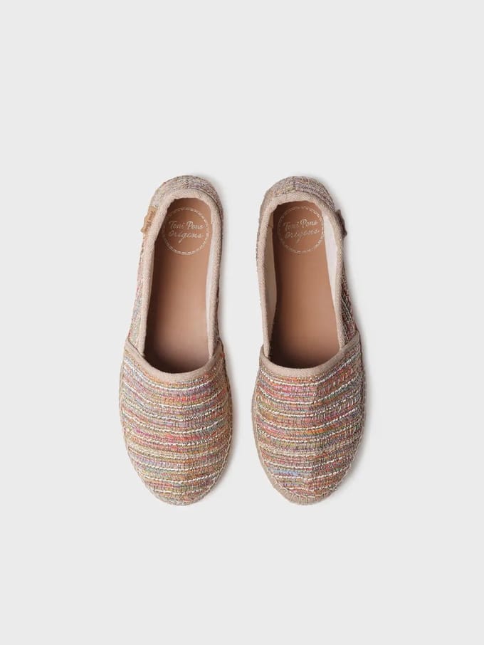 Platte espadrilles voor dames van glitterstof | ALMA-CL