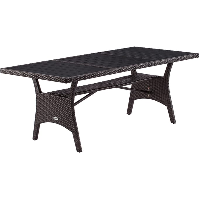 Casaria Polyrattan Tuintafel - WPC Tafelblad 190x90x74 cm – Bruin