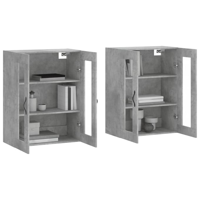 vidaXL - Hangkasten - 2 - st - bewerkt - hout - betongrijs