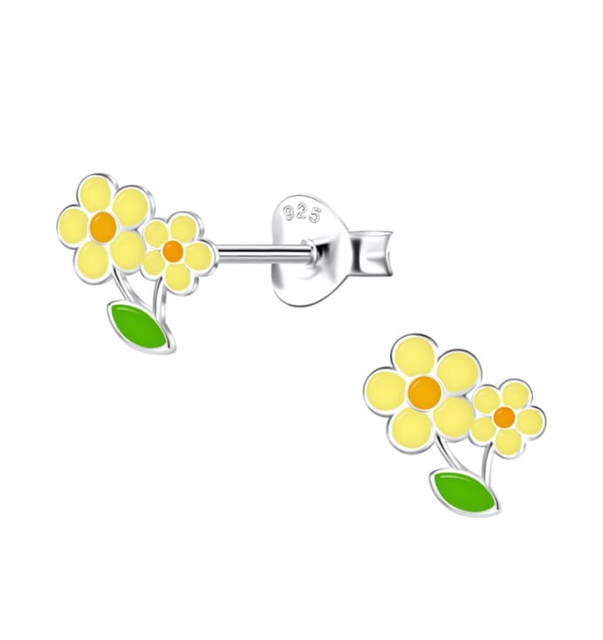 Kinderoorbellen Bloemetjes Geel - Zilver