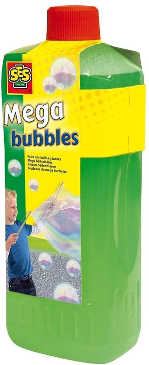 SES Mega Bubble bellenblaas navulling - 2x - fles - 750 ml - Bellenblaasmix navulverpakking - vloeistoft