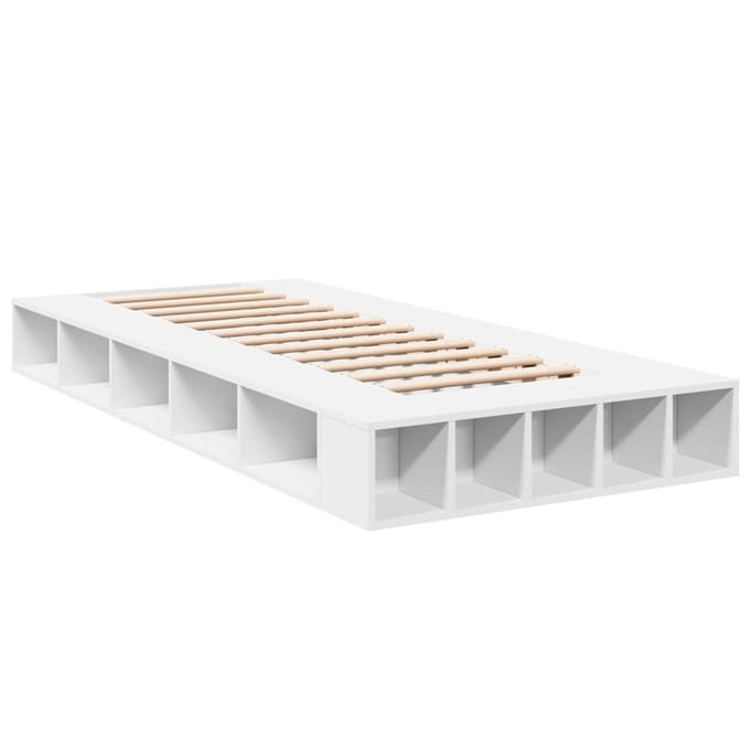 Vidaxl Bedframe, Wit, 100X200 Cm, Materiaal op Houtbasis