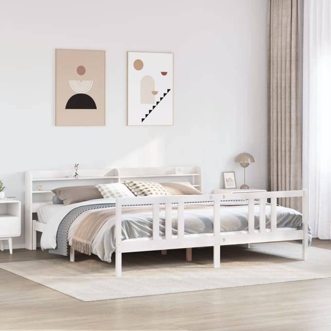 vidaXL - Bedframe - met - hoofdeinde - zonder - matras - 200x200 - cm - wit