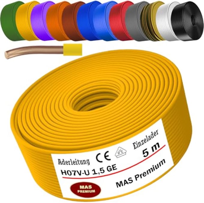 Aderleiding Enkeldraads H07V-U 1,5 mm - Flexibel en Duurzaam van 5 tot 100 m