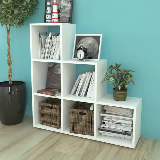 vidaXL - Boekenkast/presentatiemeubel - trapvormig - 107 - cm - wit
